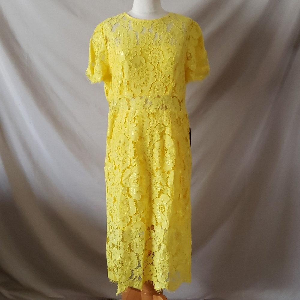 NSR Yellow Lace Midi Dress